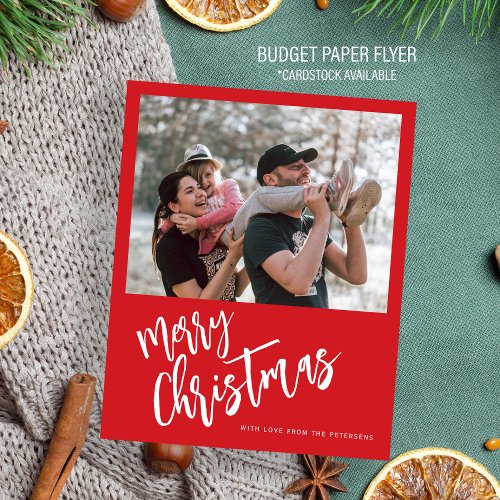 Budget Merry Christmas photo red Holiday Card Flyer