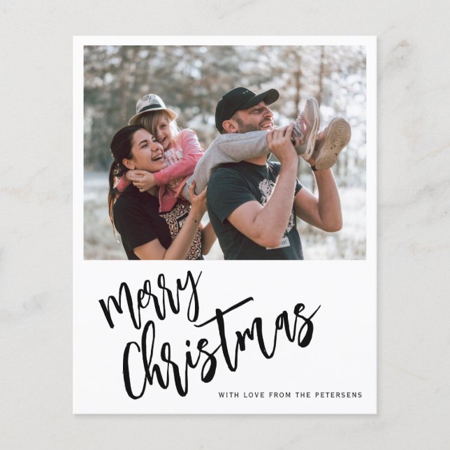 Budget Merry Christmas photo simple Holiday Card (Front)