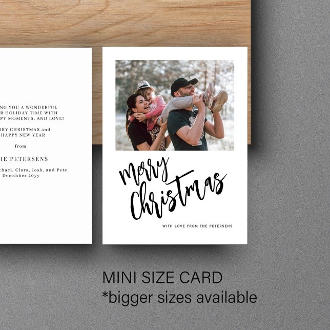 Budget Merry Christmas photo simple Holiday Note Card (Creator Uploaded)