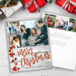 Budget Merry Christmas photo wood Holiday Card  Flyer<br><div class="desc">Rustic stylish Merry Christmas handwritten calligraphy script 6 family photos barn wood holiday card PAPER FLYER with your custom personalized text on both sides featuring a crimson red holy berries branch. PLEASE READ THIS BEFORE PURCHASING! This is a budget affordable card printed on a FLYER. Please note that BUDGET PAPER...</div>