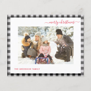 Budget Merry Christmas Plaid Modern 2 Photo Card Flyer