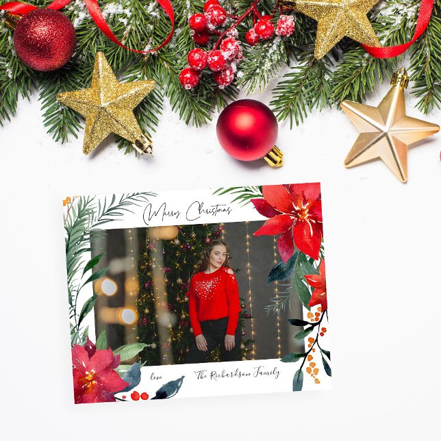 Budget Merry Christmas Poinsettia Photo Flyer (Creator Uploaded)