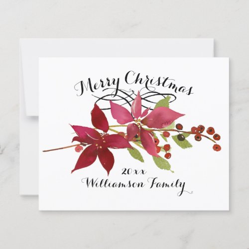 Budget Merry Christmas Red Poinsettia Floral Card