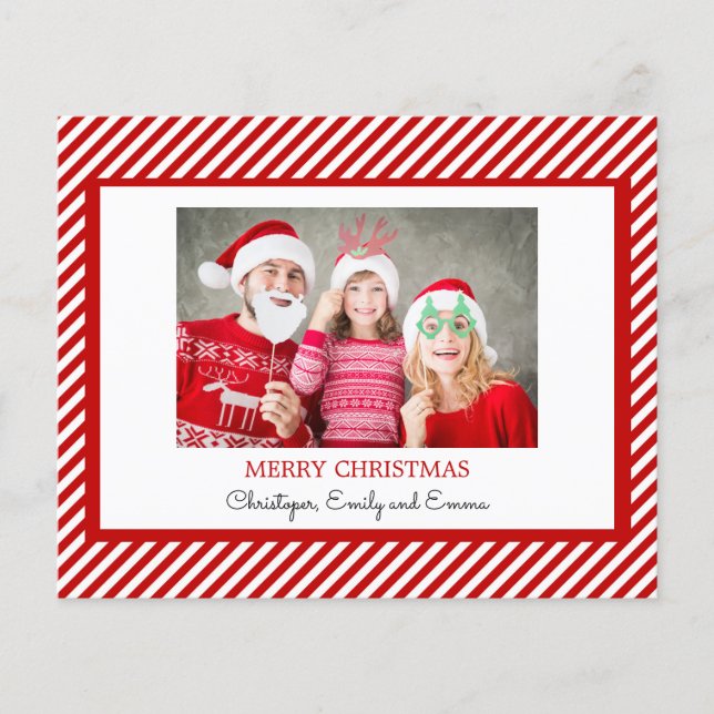 Budget Merry Christmas Red White Photo Card Flyer (Front)