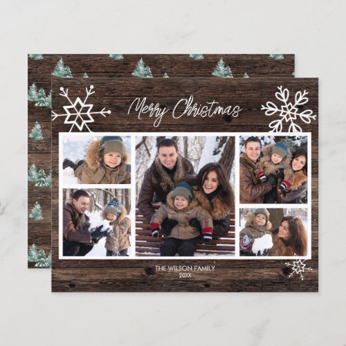 Budget Merry Christmas Rustic Photo Holiday Card