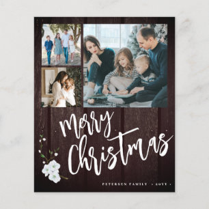 Budget Merry Christmas rustic photo Holiday Card Flyer