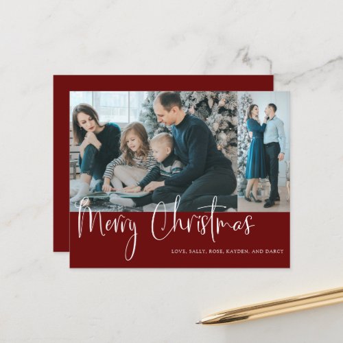 Budget Merry Christmas Script 2 Photo Collage Red