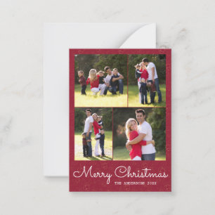 Budget Merry Christmas Script 4 Photo Red Holly Note Card