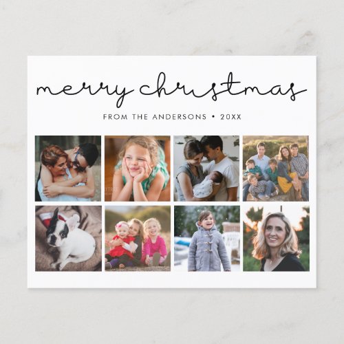 Budget Merry Christmas Script 8 Photo Holiday Card