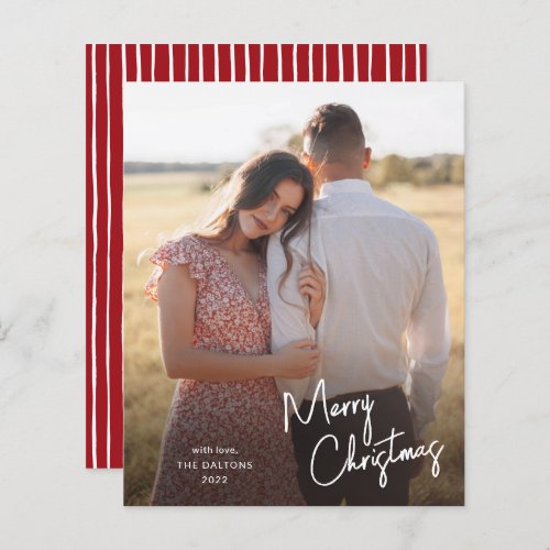 Budget Merry Christmas Script Photo Holiday Card