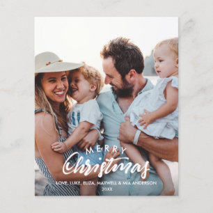 BUDGET MERRY CHRISTMAS Sketched Photo Holiday Card