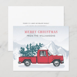 Budget Merry Christmas Watercolor Red Truck