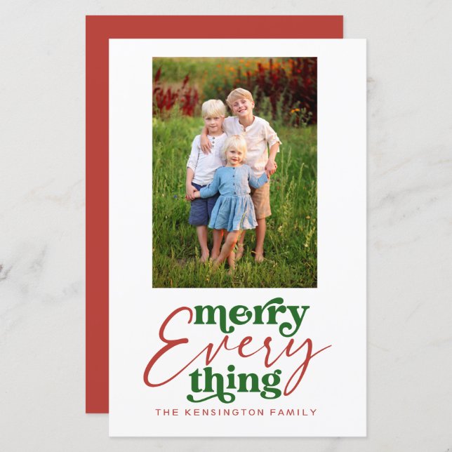 Budget Merry Everything Retro Christmas Photo (Front/Back)