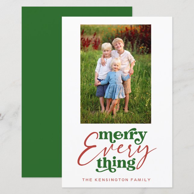 Budget Merry Everything Retro Holiday Photo (Front/Back)