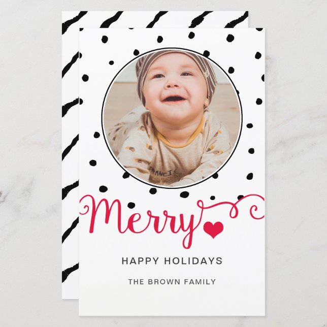 Budget Merry Handwritten Photo Holiday Card (Front/Back)