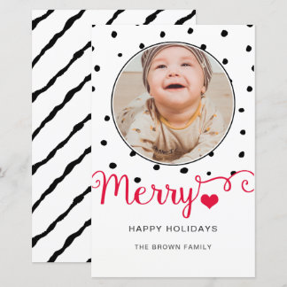 Budget Merry Handwritten Photo Holiday Card