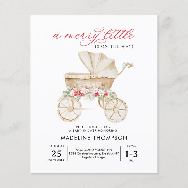BUDGET Merry Little Christmas Stroller Baby Shower (Front)