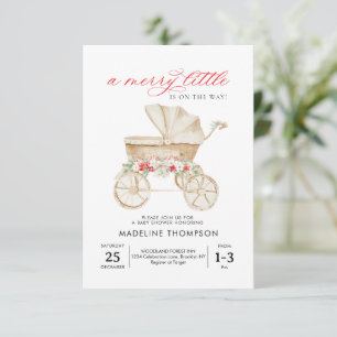 BUDGET Merry Little Christmas Stroller Baby Shower Note Card