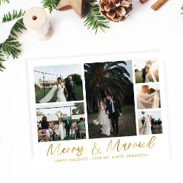 Budget Merry &amp; Married Gold Multi Photo Flyer