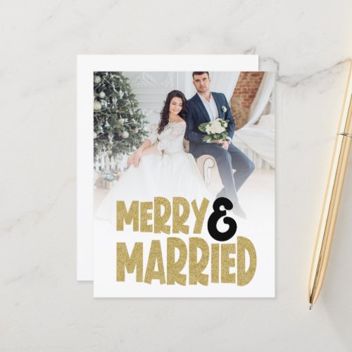 Budget Merry Married Photo Christmas Holiday Card