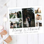 Budget Merry & Married Silver Multi Photo Flyer<br><div class="desc">******* MATTE PAPER IS THIN. UPGRADE FOR A THICKER PAPER. NO ENVELOPES INCLUDED. FOR CARD STOCK, THICKER CARDS, CHECK OUT THE LINK BELOW. CARD STOCK, THICKER CARDS HAVE AN OPTION FOR ENVELOPES OR INCLUDES THEM******** Save money on cards with a paper flyer. Warm your family and friends' holidays with your...</div>