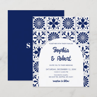 Budget Mexican Blue Talavera Tiles Wedding