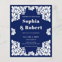 Budget Mexican Blue Talavera Wedding Invitation