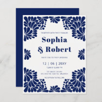 Budget Mexican Blue Talavera Wedding Invitation