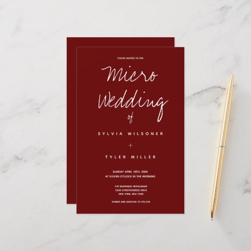 Budget Micro Wedding Burgundy Typography