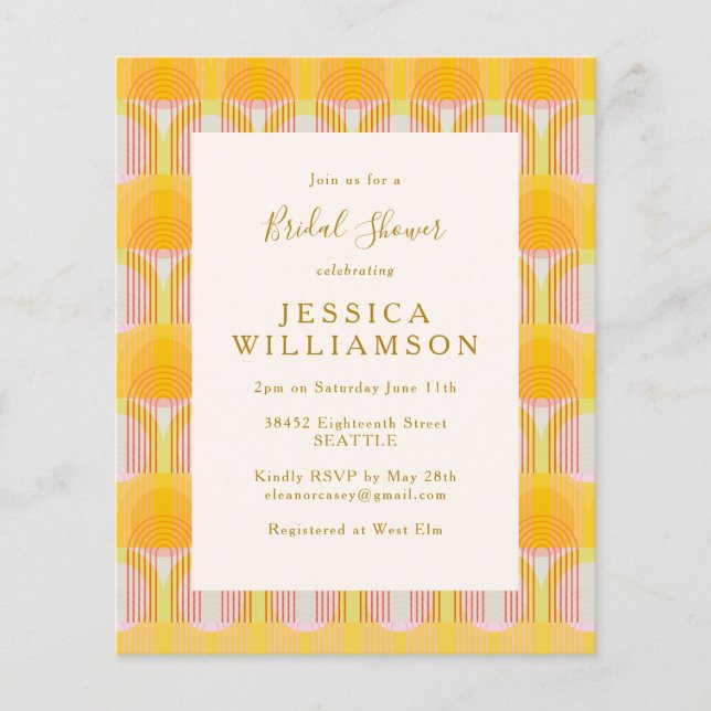 Budget Mid Modern Yellow Geometric Bridal Shower (Front)