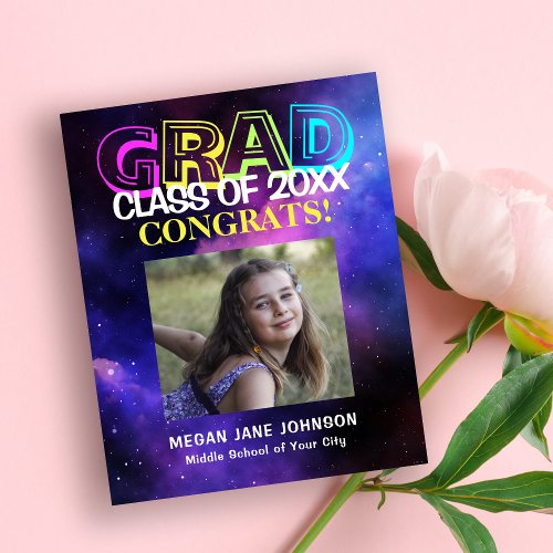 Budget middle school photo graduation announcement