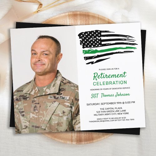 Budget Military Custom Photo Retirement Invitation