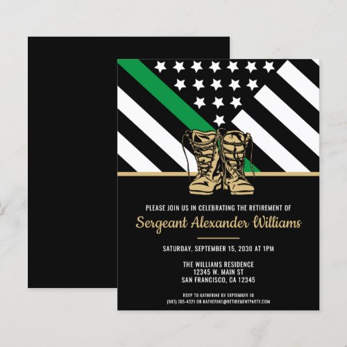 Budget Military Retirement Green Army Invitation