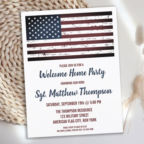 Budget Military Welcome Home Party Flag Invitation