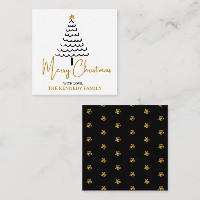 Budget Mini Affordable Modern Tree Merry Christmas Note Card (Front/Back)