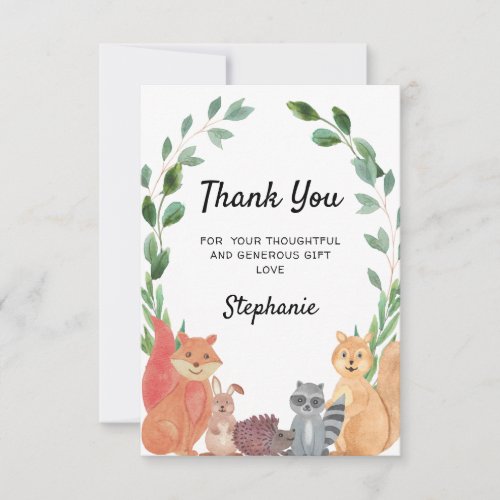 Budget Mini Animals Baby Shower Thank You Card