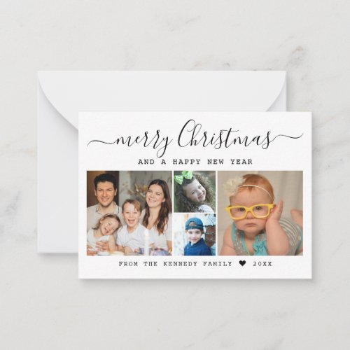 Budget Mini Christmas New Year 5 Photo Collage Note Card