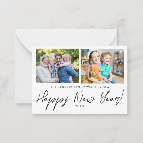 Budget Mini Happy New Year 2 Photo Collage Note Card
