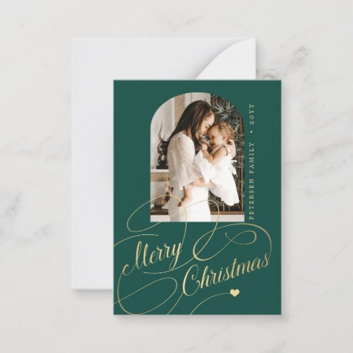 Budget MINI Merry Christmas script photo holiday Note Card