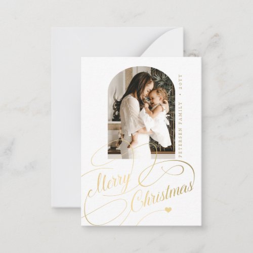 Budget MINI Merry Christmas script photo holiday Note Card
