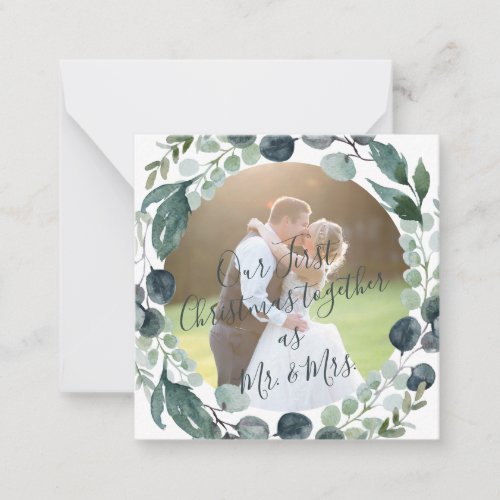 Budget MINI modern photo newlywed Christmas  Note Card