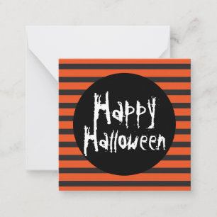 BUDGET MINI Orange Black Spooky Happy Halloween Note Card