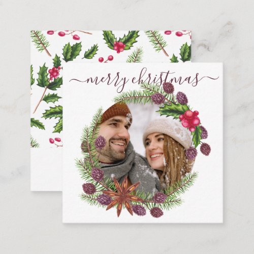 BUDGET Mini Personalized Christmas Holly Wreath Note Card