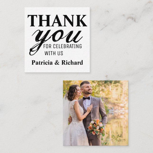 Budget Mini Photo Wedding Thank You Note Card (Front/Back)