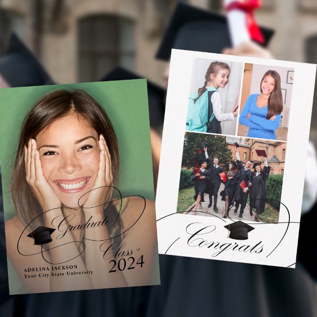 Budget MINI SIZE 4 photo graduation announcement (Bigger sizes available)
