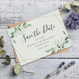 BUDGET MINI SIZE Eucalyptus Wedding Save The Date Note Card