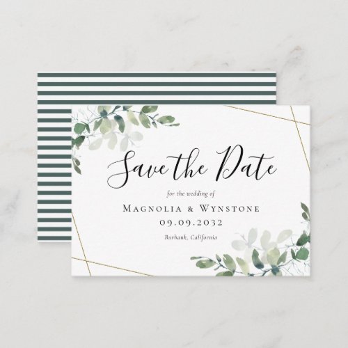 BUDGET MINI SIZE Eucalyptus Wedding Save The Date  Note Card
