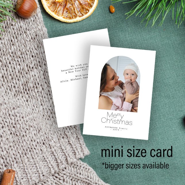 Budget MINI SIZE family photo Christmas Holiday Note Card (Creator Uploaded)