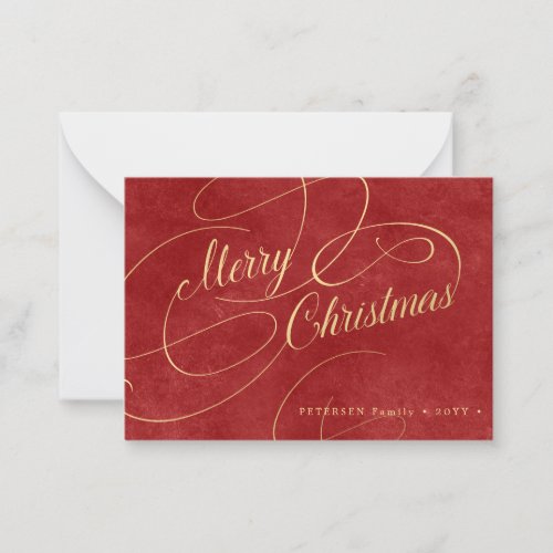 Budget MINI SIZE Merry Christmas red Holiday Note Card