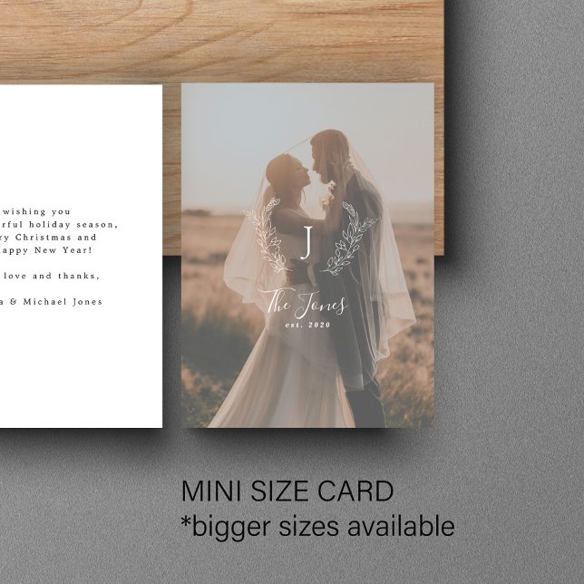 Budget MINI SIZE photo overlay newlywed holiday Note Card (Creator Uploaded)